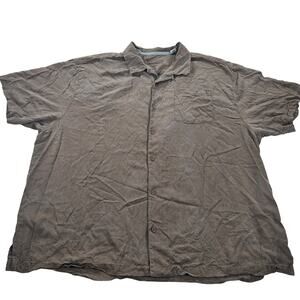 Tommy Bahama Short Sleeve 100% Silk Tropical Button Up Brown Shirt Men Size 3XB‎